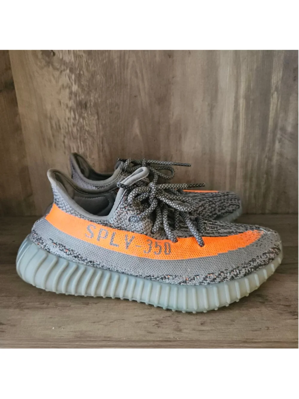 Adidas Yeezy Boost Gray Orange SPLY-350 Sneakers Mens 7.5 Womens 8.5